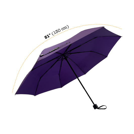 Umbear 紫色手動51吋防風超潑水縮骨遮雨傘傘骨