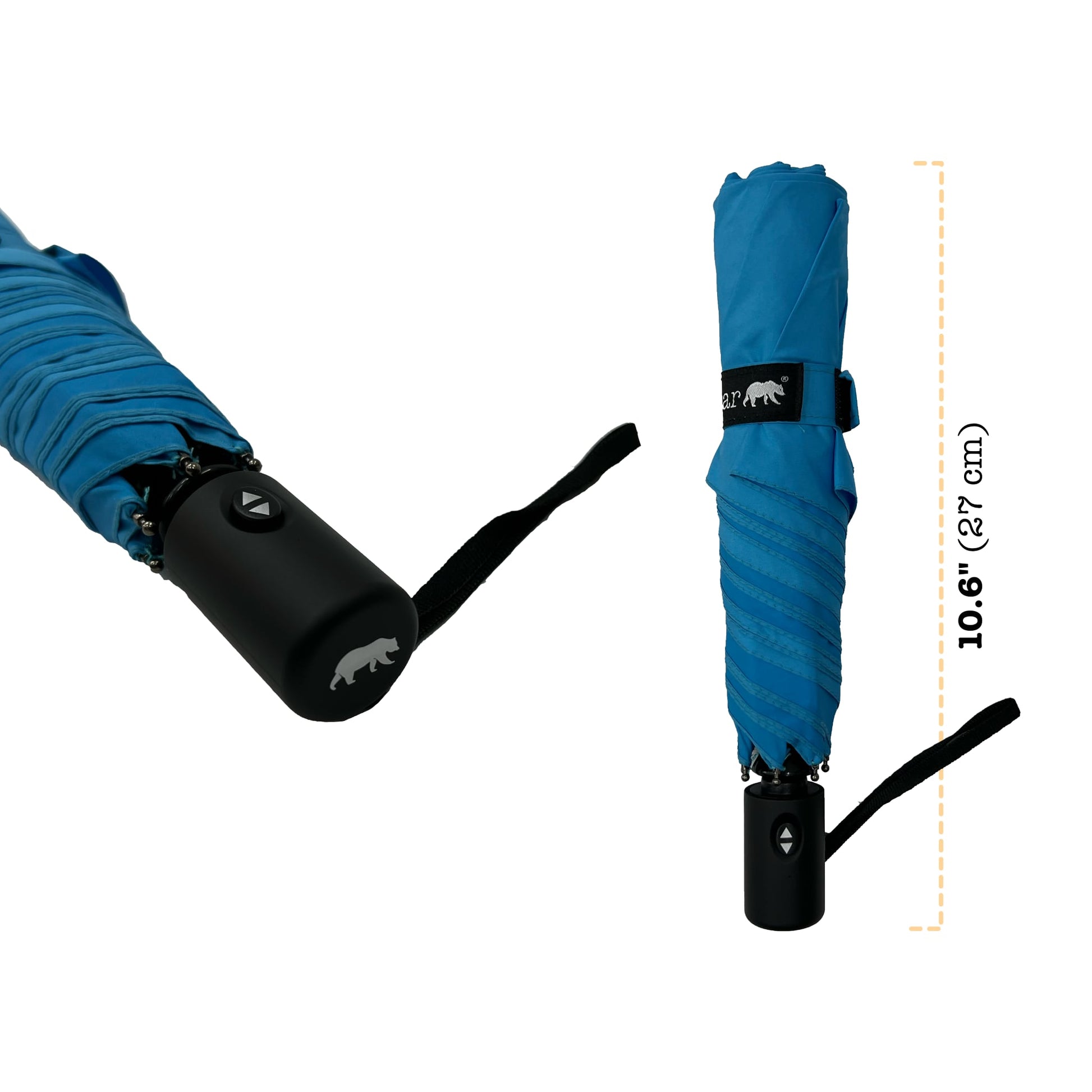 Umbear 淺藍色自動42吋防風超潑水短雨傘縮骨遮傘柄