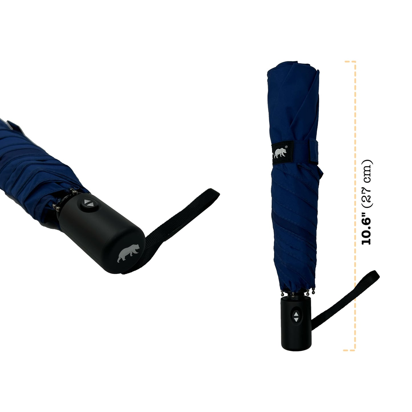 Umbear 藍色自動42吋防風超潑水短雨傘縮骨遮傘柄