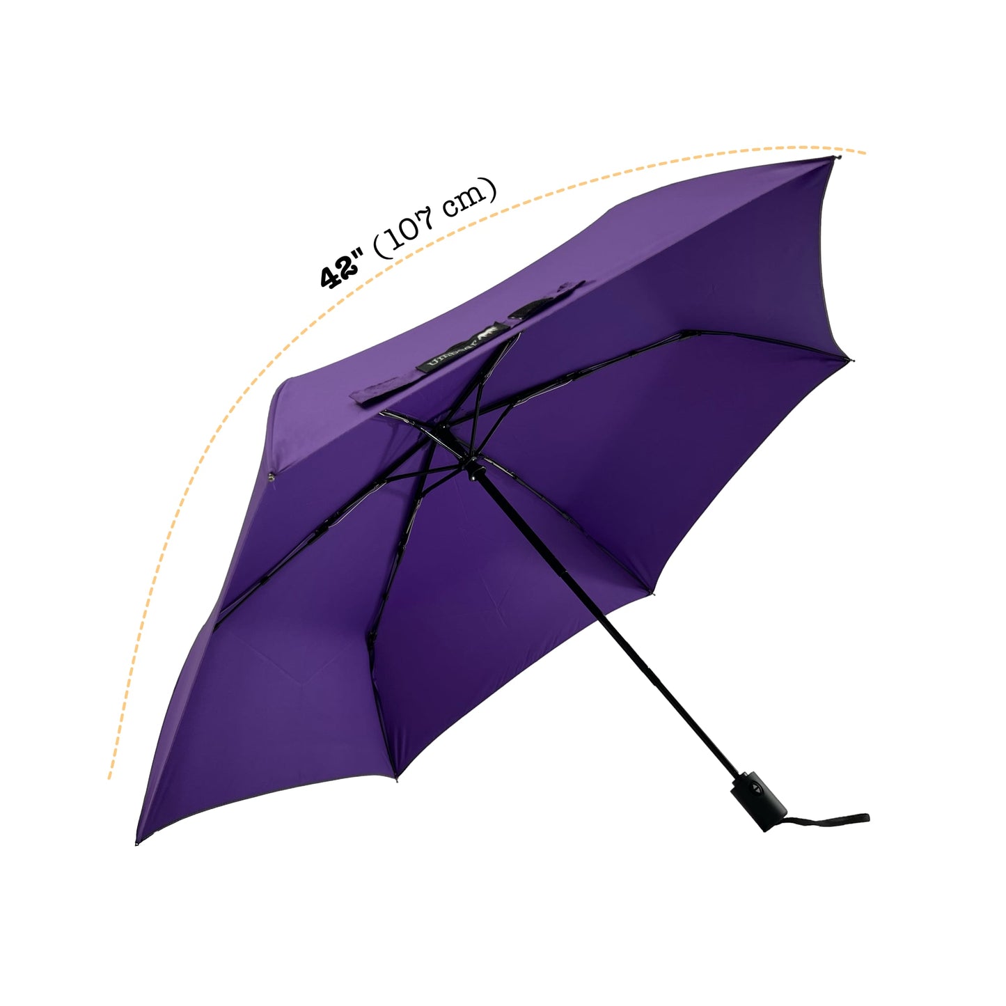 Umbear 紫色自動42吋防風超潑水短雨傘縮骨遮傘骨