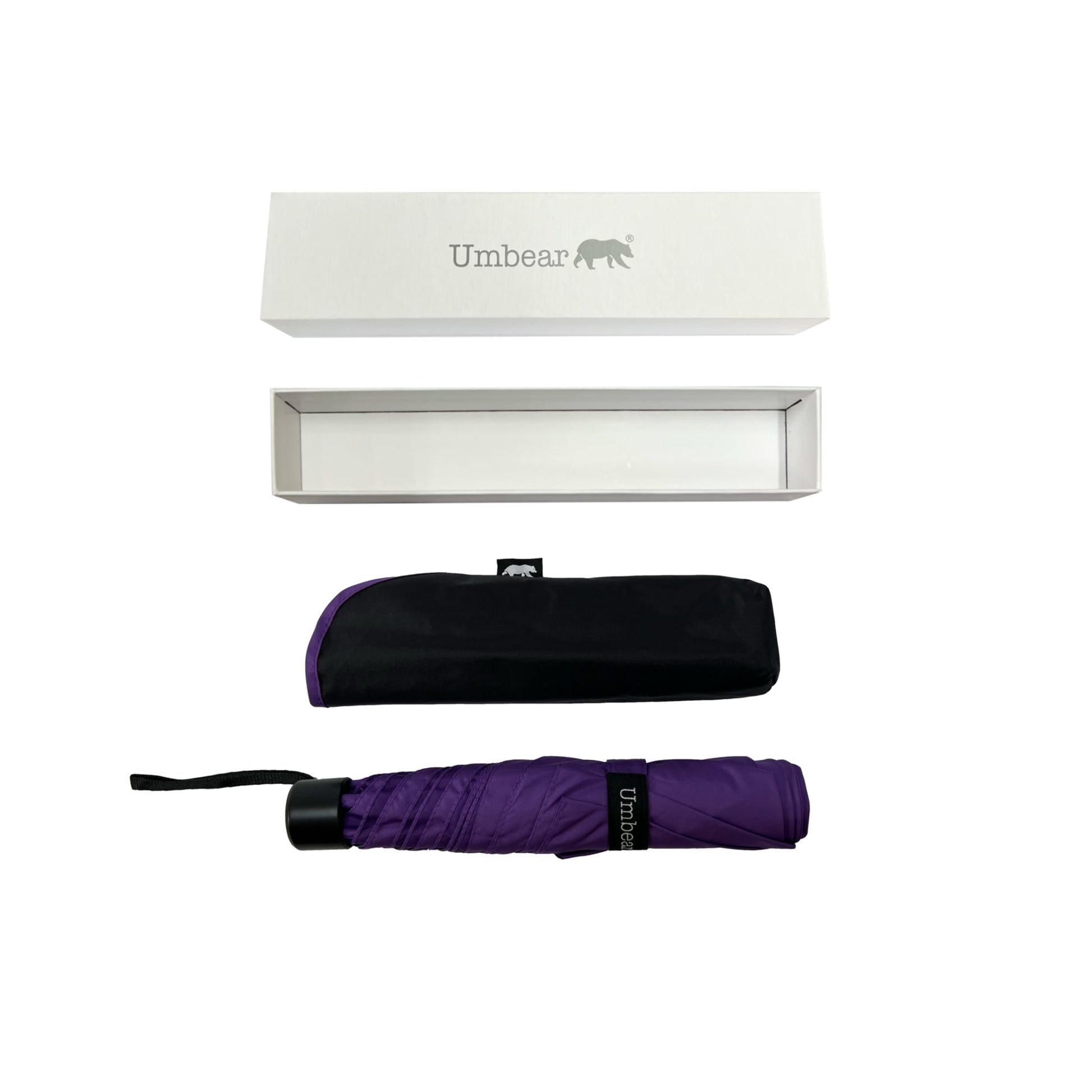 Umbear 紫色手開48寸超輕碳纖維傘骨防風超潑水短雨傘縮骨遮傘套及收納盒