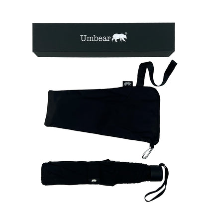 Umbear 黑色超輕手動50吋碳纖維傘骨防風超潑水縮骨遮雨傘傘套及收納盒