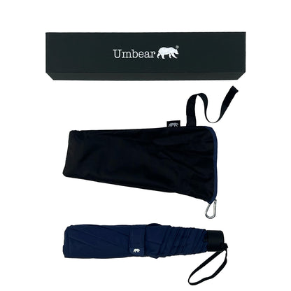 Umbear 藍色超輕手動50吋碳纖維傘骨防風超潑水縮骨遮雨傘傘套及收納盒