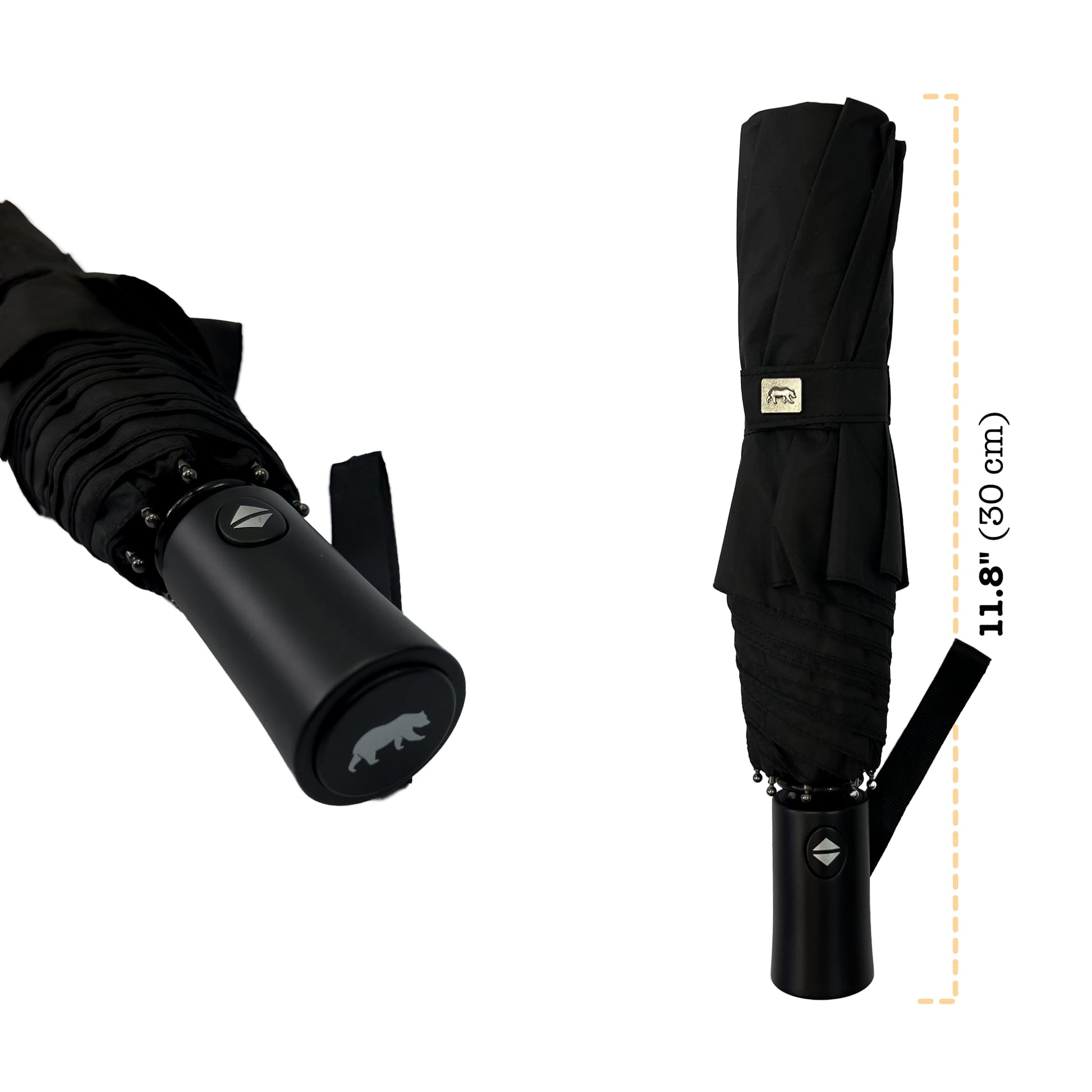 Umbear 黑色自動46吋安全式開收防風超潑水短雨傘縮骨遮傘柄