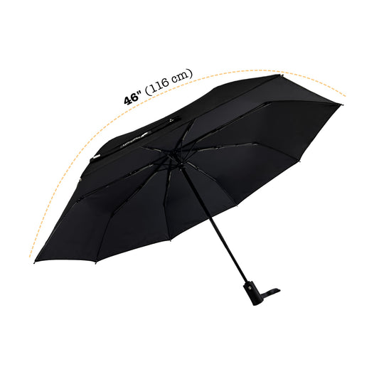 Umbear 黑色自動46吋安全式開收防風超潑水短雨傘縮骨遮傘骨