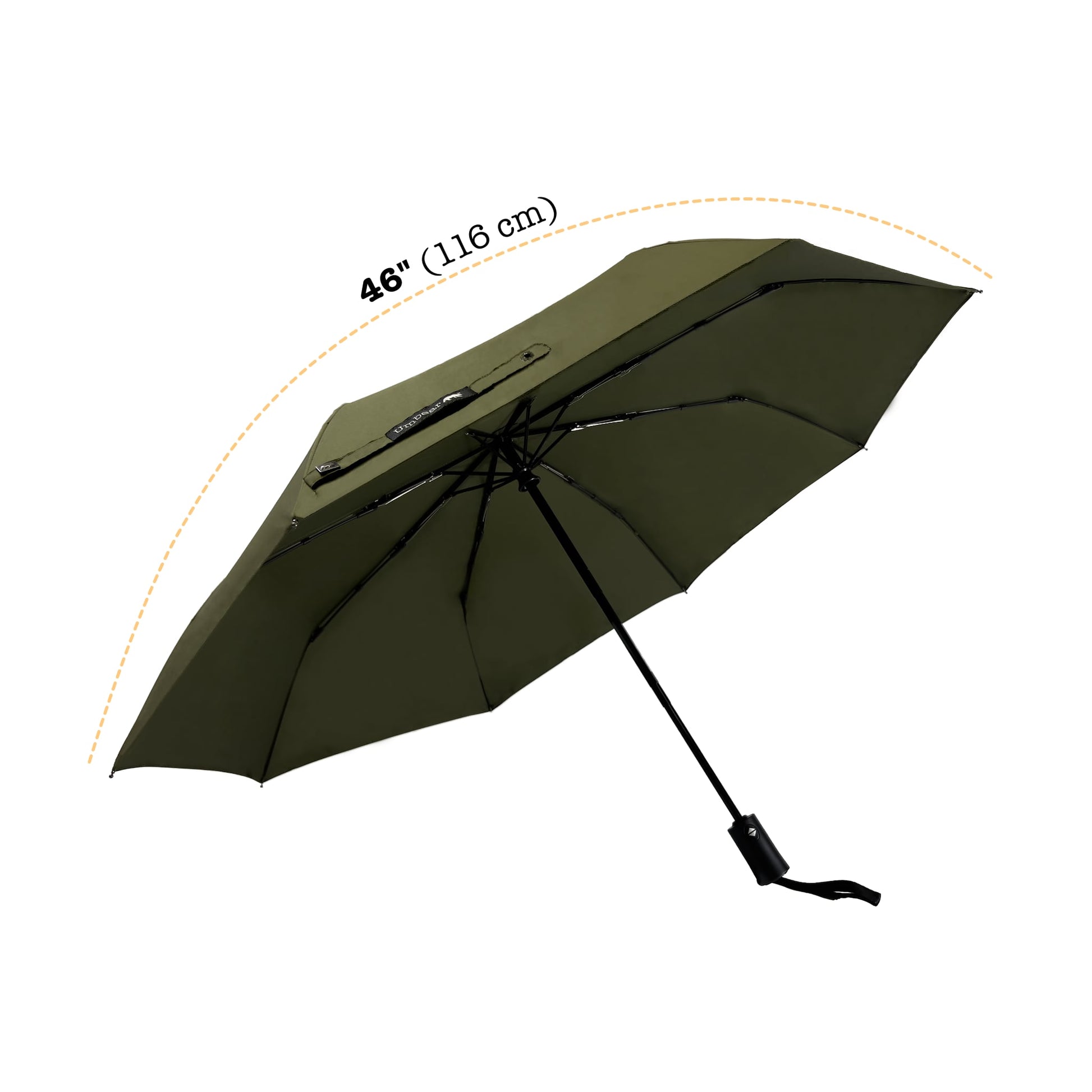 Umbear 綠色自動46吋安全式開收防風超潑水短雨傘縮骨遮傘骨