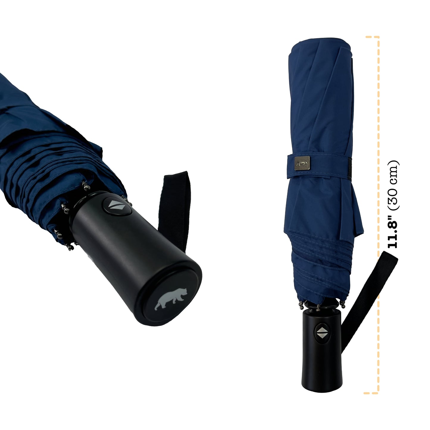 Umbear 藍色自動46吋安全式開收防風超潑水短雨傘縮骨遮傘柄