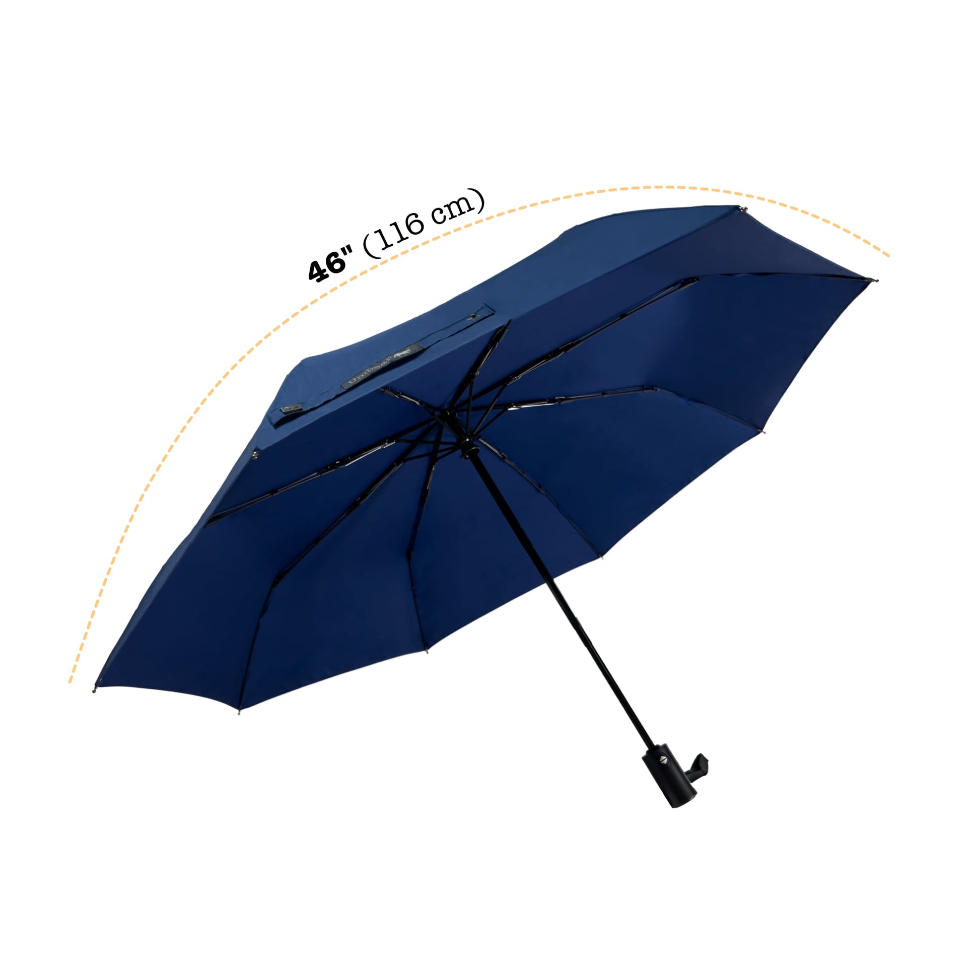 Umbear 藍色自動46吋安全式開收防風超潑水短雨傘縮骨遮傘骨