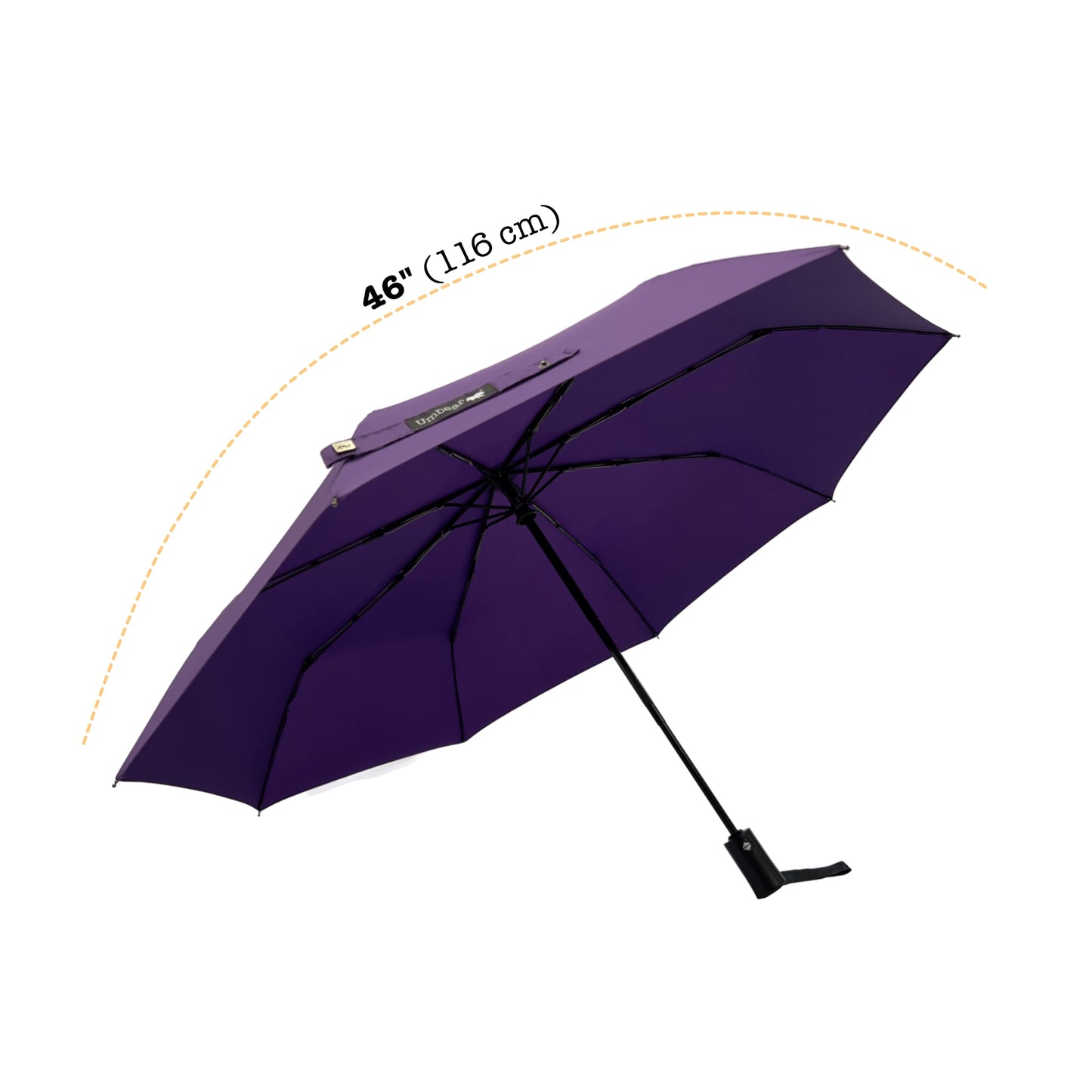 Umbear 紫色自動46吋安全式開收防風超潑水短雨傘縮骨遮傘骨