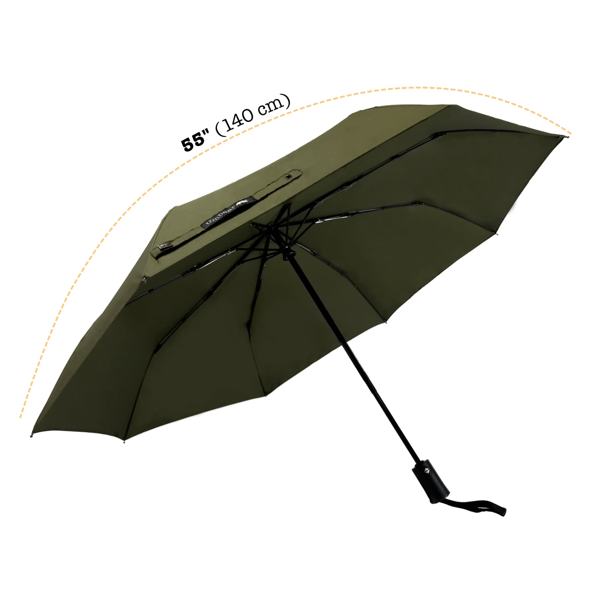 Umbear 綠色自動55吋安全式開收防風超潑水短雨傘縮骨遮傘骨