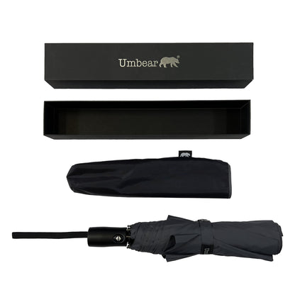 Umbear 灰色自動55吋安全式開收防風超潑水縮骨遮雨傘傘套及收納盒