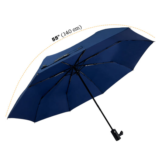 Umbear 藍色自動55吋安全式開收防風超潑水短雨傘縮骨遮傘骨
